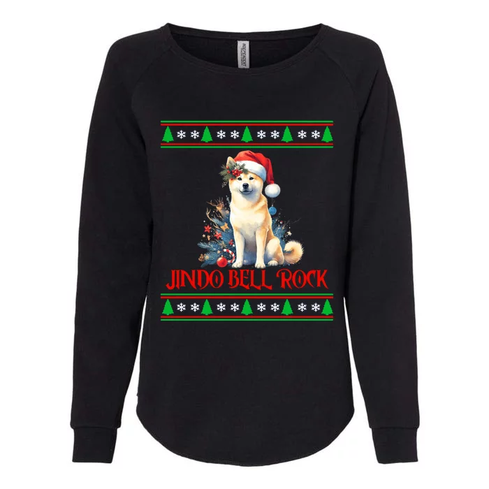 Jindo Bell Rock Cute Xmas Jindo Dog Santa Christmas Puns Cool Gift Womens California Wash Sweatshirt