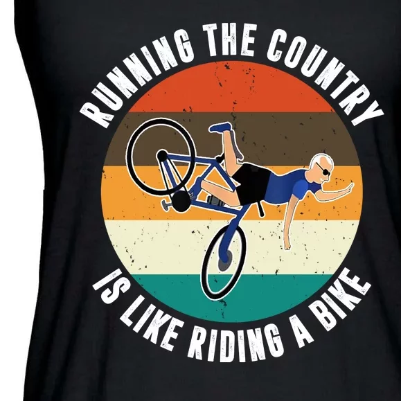 Joe Biden Running The Country Is Like Riding A Bike Ladies Essential Flowy Tank