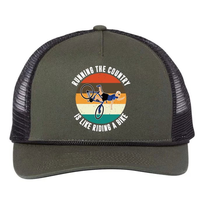 Joe Biden Running The Country Is Like Riding A Bike Retro Rope Trucker Hat Cap