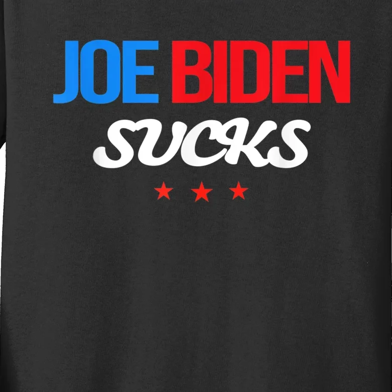 Joe Biden Sucks Funny Anti Joe Biden Kids Long Sleeve Shirt