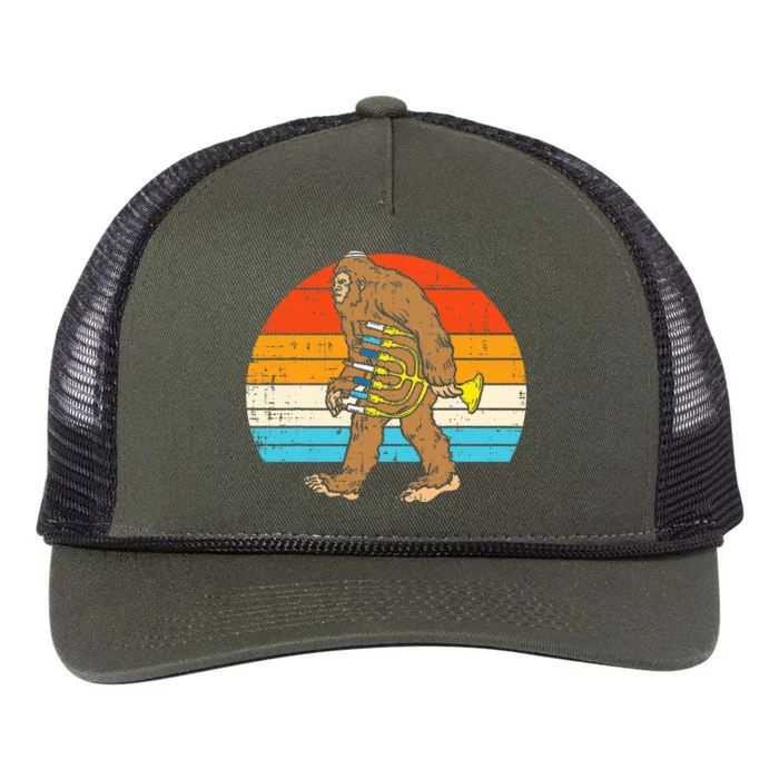 Jewish Bigfoot Sasquatch Menorah Hanukkah Chanukah PJs Retro Rope Trucker Hat Cap