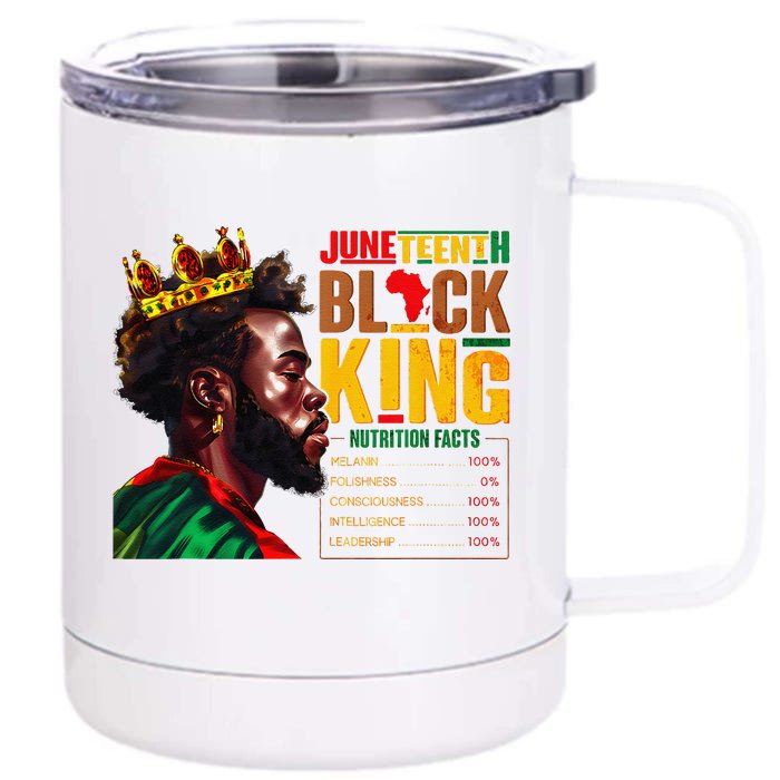 Juneteenth Black S King 1865 African Nutritional Facts Front & Back 12oz Stainless Steel Tumbler Cup