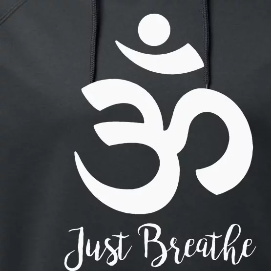 Just Breathe Spiritual Yoga Symbol Namaste Performance Fleece Hoodie