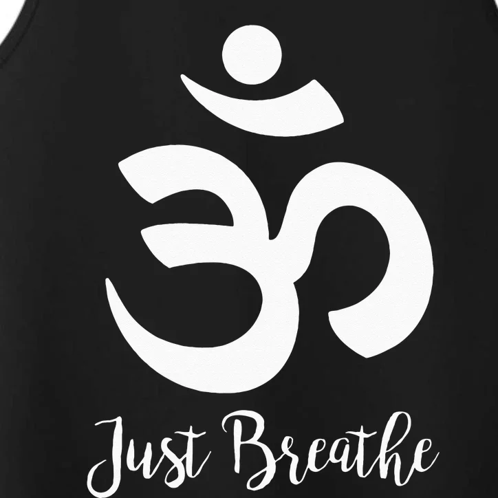 Just Breathe Spiritual Yoga Symbol Namaste Performance Tank