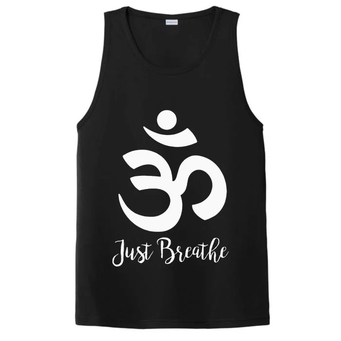 Just Breathe Spiritual Yoga Symbol Namaste Performance Tank