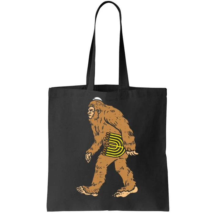 Jewish Bigfoot Sasquatch Carry Menorah Funny Hanukkah Gift Tote Bag