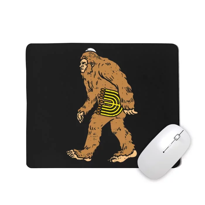 Jewish Bigfoot Sasquatch Carry Menorah Funny Hanukkah Gift Mousepad