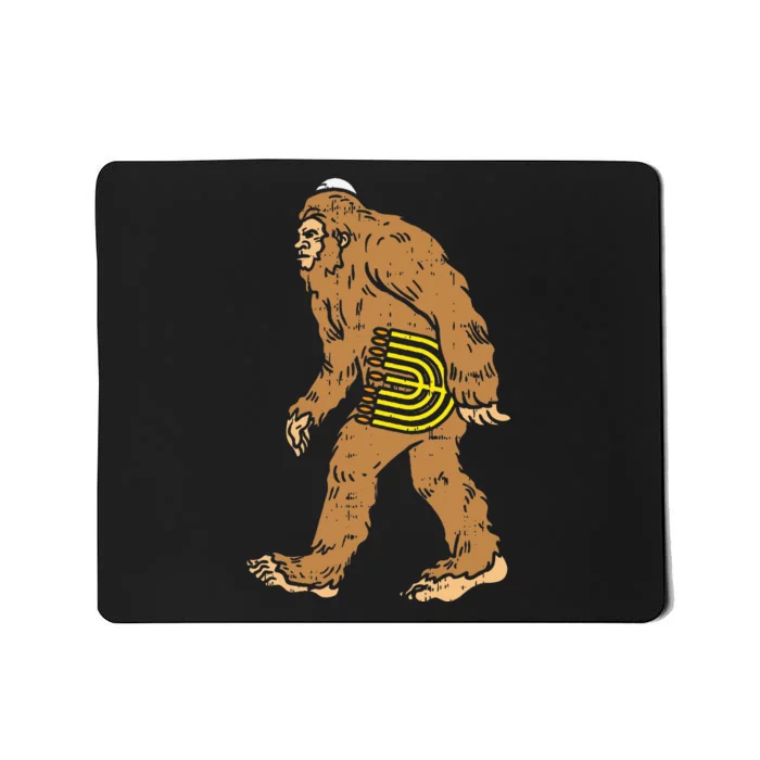 Jewish Bigfoot Sasquatch Carry Menorah Funny Hanukkah Gift Mousepad