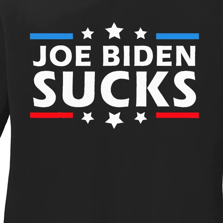 Joe Biden Sucks Funny Antibiden Election Ladies Long Sleeve Shirt