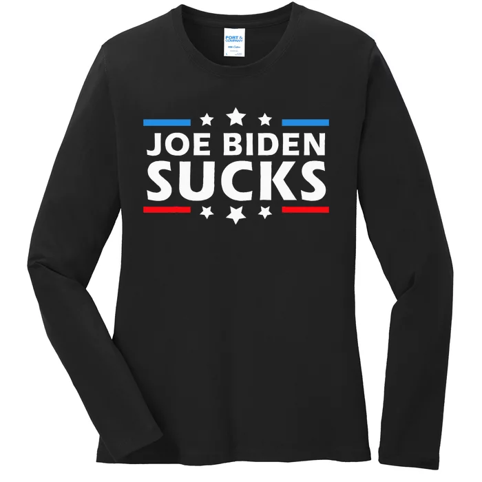 Joe Biden Sucks Funny Antibiden Election Ladies Long Sleeve Shirt