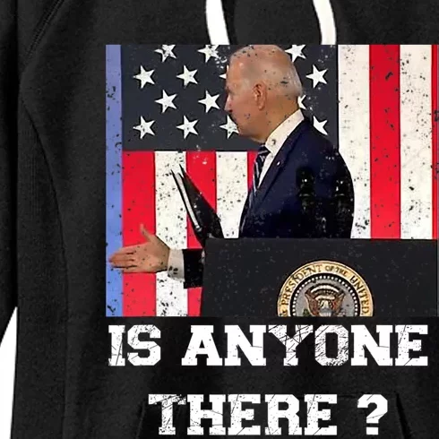 Joe Biden Shakes Hands With Thin Air, Funny Anti Joe Biden Women's Fleece Hoodie