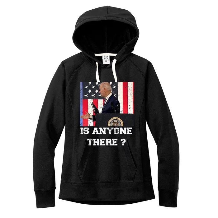 Joe Biden Shakes Hands With Thin Air, Funny Anti Joe Biden Women's Fleece Hoodie