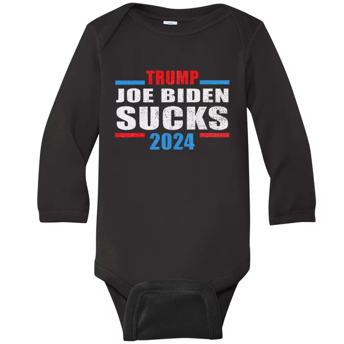 Joe Biden Sucks Pro Trump 2024 Baby Long Sleeve Bodysuit