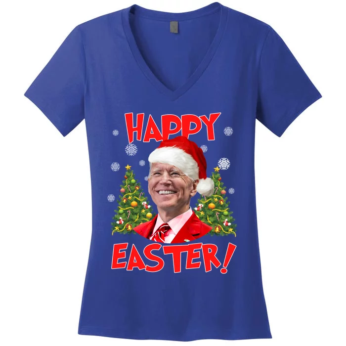 Joe Biden Santa Confused Happy Easter Funny Ugly Christmas Gift Women's V-Neck T-Shirt