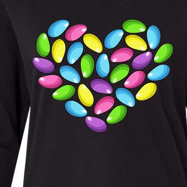 Jelly Bean Spring Easter Candy Heart Shaped Pastel Gift Womens Cotton Relaxed Long Sleeve T-Shirt