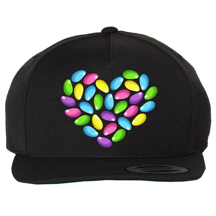 Jelly Bean Spring Easter Candy Heart Shaped Pastel Gift Wool Snapback Cap