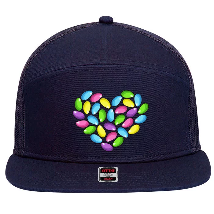 Jelly Bean Spring Easter Candy Heart Shaped Pastel Gift 7 Panel Mesh Trucker Snapback Hat