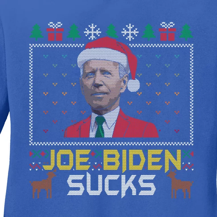 Joe Biden Sucks Santa Claus Easter Ugly Christmas Sweater Gift Ladies Long Sleeve Shirt