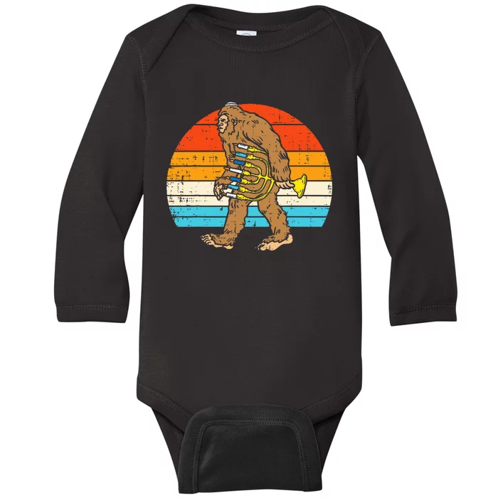 Jewish Bigfoot Sasquatch Menorah Hanukkah Chanukah PJs Baby Long Sleeve Bodysuit