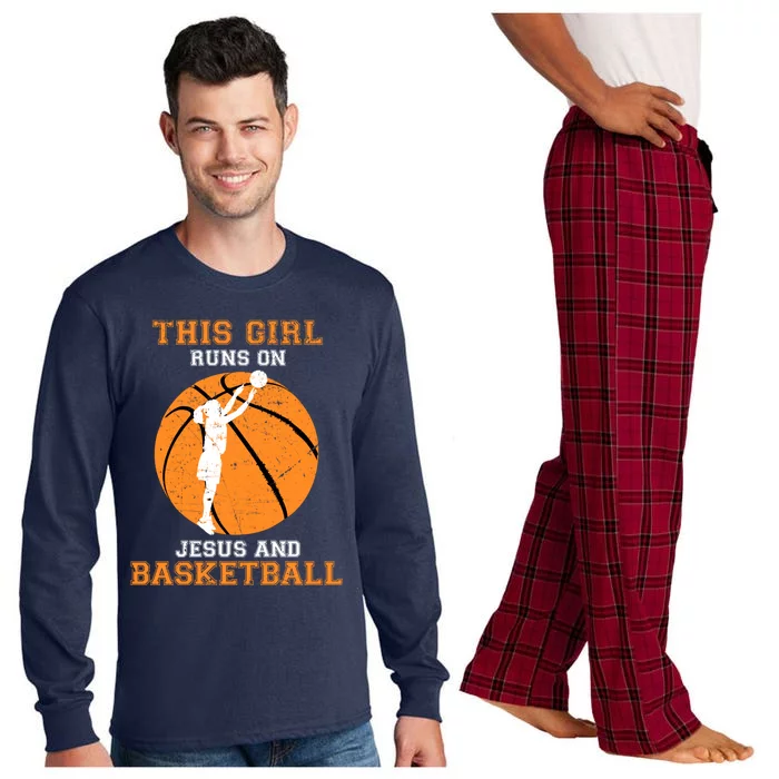 Jesus Basketball Sayings Christian Gifts Teen Girl Graphic Long Sleeve Pajama Set