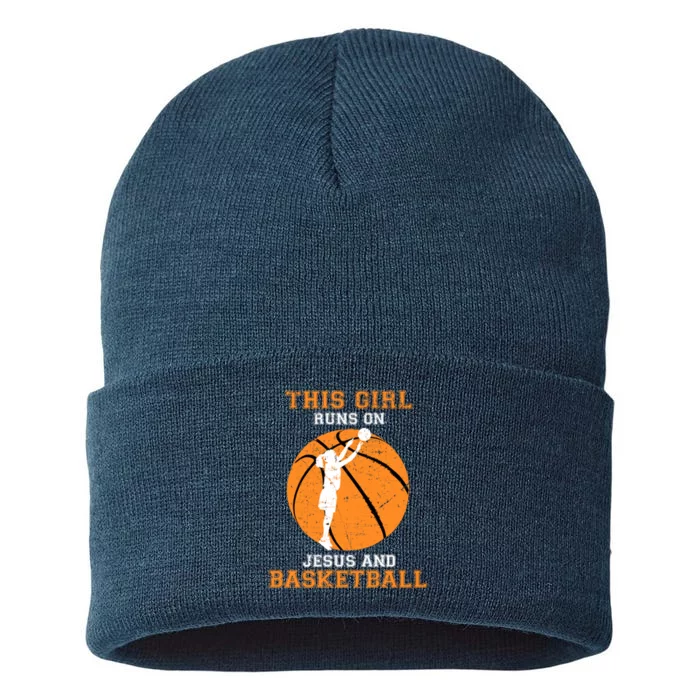 Jesus Basketball Sayings Christian Gifts Teen Girl Graphic Sustainable Knit Beanie