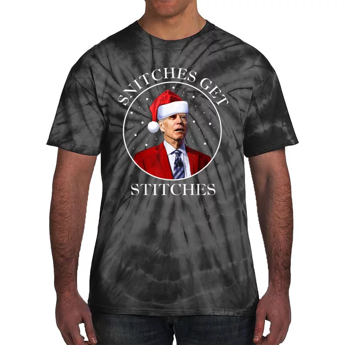 Joe Biden Snitches Get Stitches Boy Elf On A Self Funny Christmas Xmas Holiday Tie-Dye T-Shirt