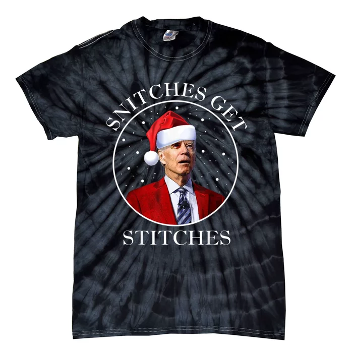 Joe Biden Snitches Get Stitches Boy Elf On A Self Funny Christmas Xmas Holiday Tie-Dye T-Shirt