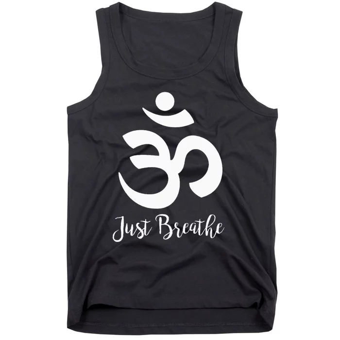 Just Breathe Spiritual Yoga Symbol Namaste Tank Top