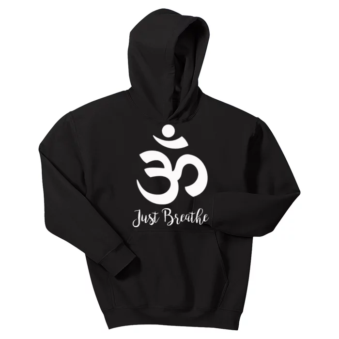 Just Breathe Spiritual Yoga Symbol Namaste Kids Hoodie