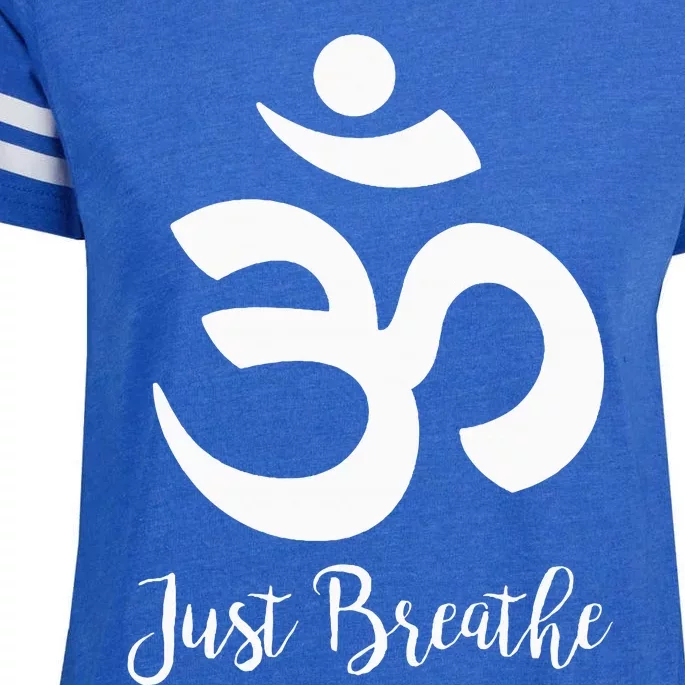 Just Breathe Spiritual Yoga Symbol Namaste Enza Ladies Jersey Football T-Shirt