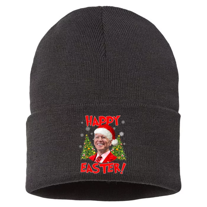 Joe Biden Santa Confused Happy Easter Funny Ugly Christmas Sustainable Knit Beanie