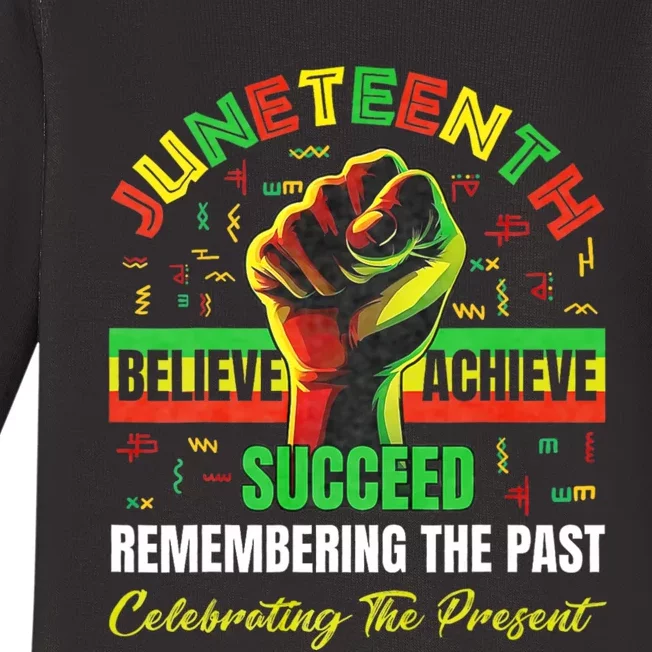 Juneteenth Believe Succeed Remembering The Past Affrican Baby Long Sleeve Bodysuit