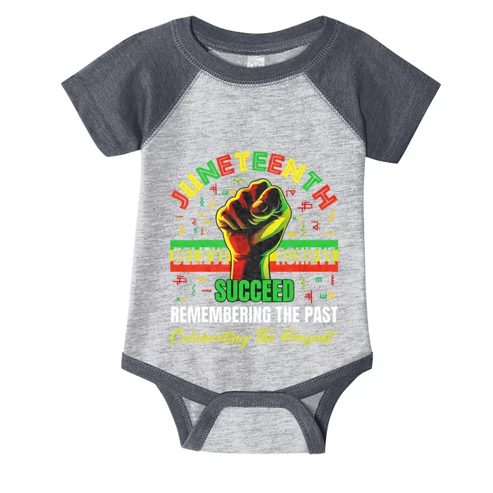 Juneteenth Believe Succeed Remembering The Past Affrican Infant Baby Jersey Bodysuit