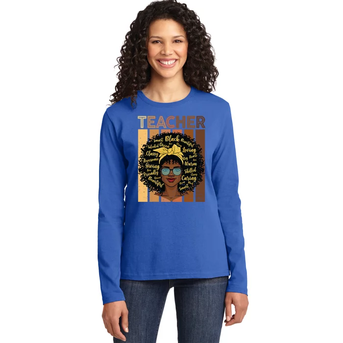 Juneteenth Black Smart Teacher Afro Love Melanin African Cute Gift Ladies Long Sleeve Shirt