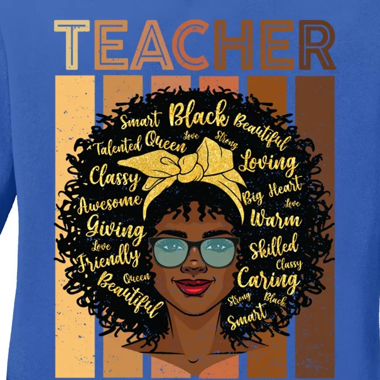 Juneteenth Black Smart Teacher Afro Love Melanin African Cute Gift Ladies Long Sleeve Shirt