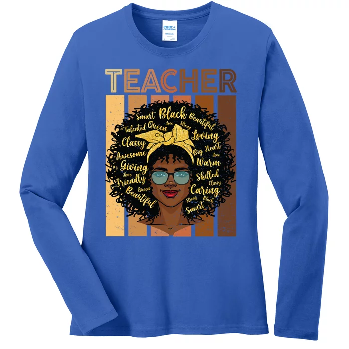 Juneteenth Black Smart Teacher Afro Love Melanin African Cute Gift Ladies Long Sleeve Shirt