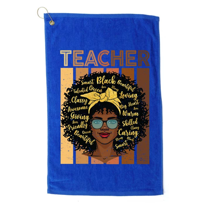 Juneteenth Black Smart Teacher Afro Love Melanin African Cute Gift Platinum Collection Golf Towel