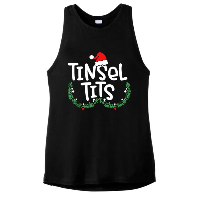 Jingle Balls Tinsel Tits Matching Couple Christmas Lovers Ladies Tri-Blend Wicking Tank