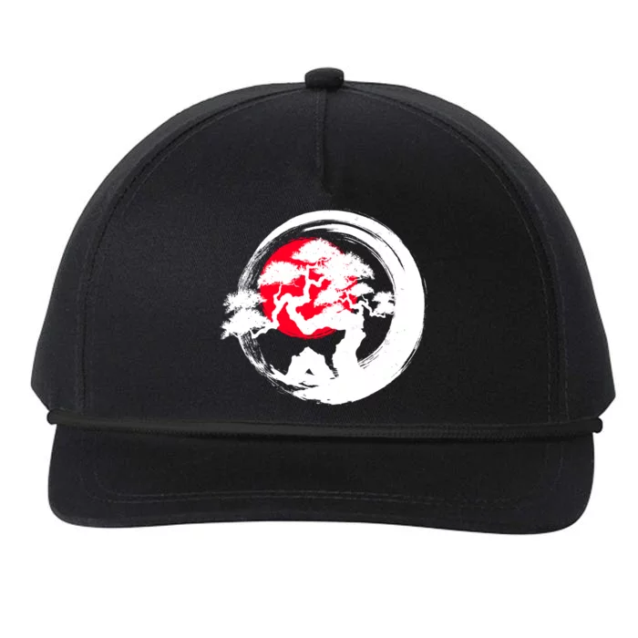 Japanese Bonsai Tree Paint Brush Stroke Snapback Five-Panel Rope Hat