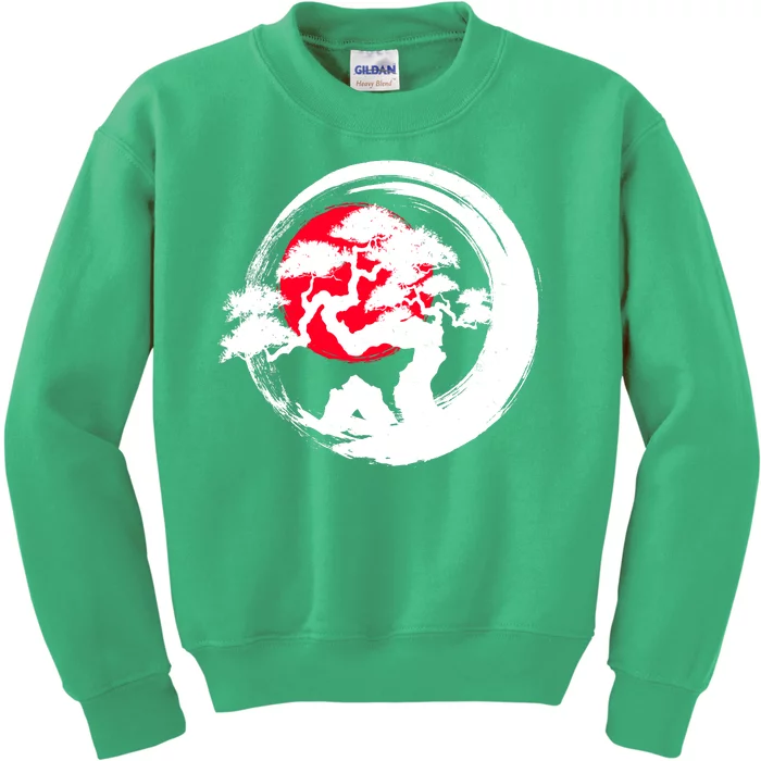 Japanese Bonsai Tree Paint Brush Stroke Kids Sweatshirt