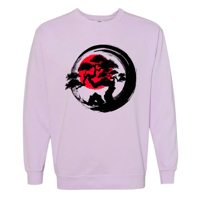 Japanese Bonsai Tree Paint Brush Stroke Garment-Dyed Sweatshirt