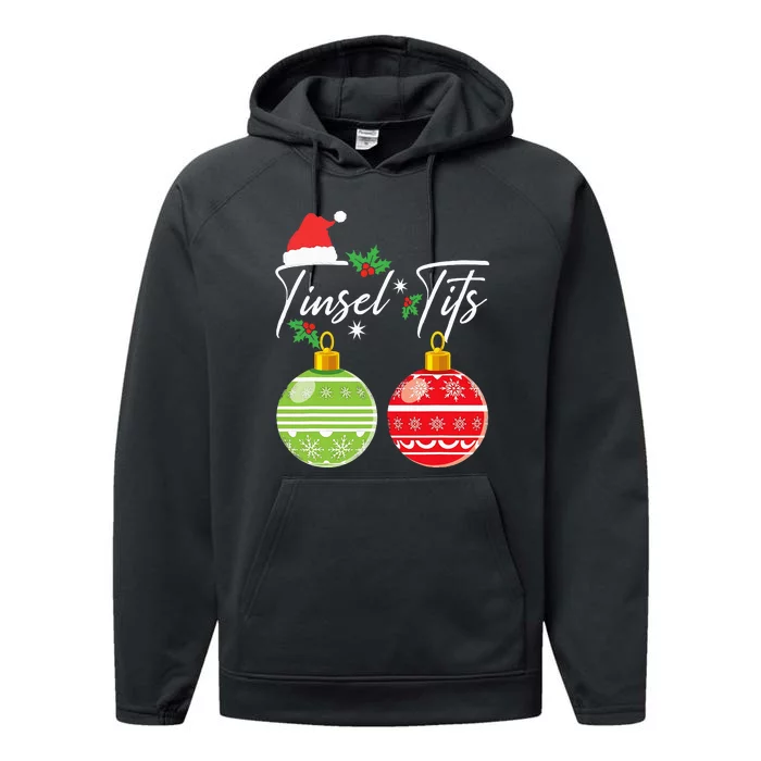 Jingle Balls Tinsel Tits Funny Christmas Matching Couple Performance Fleece Hoodie