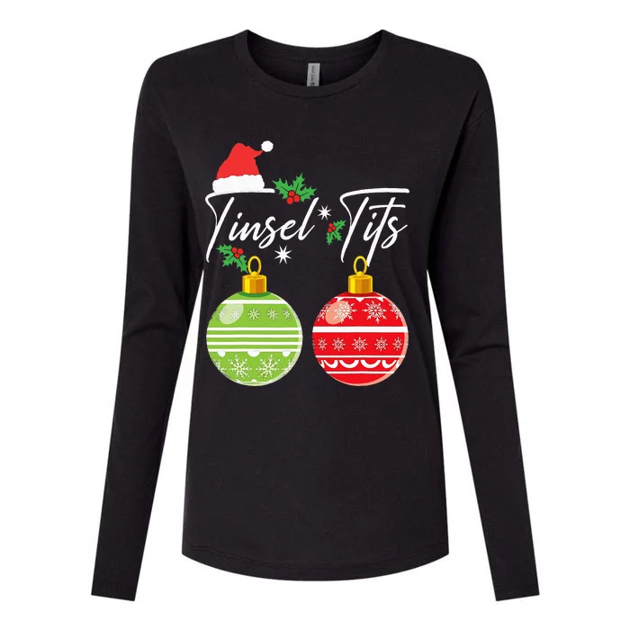 Jingle Balls Tinsel Tits Funny Christmas Matching Couple Womens Cotton Relaxed Long Sleeve T-Shirt