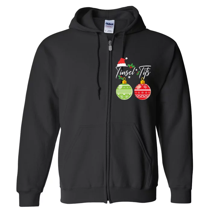 Jingle Balls Tinsel Tits Funny Christmas Matching Couple Full Zip Hoodie