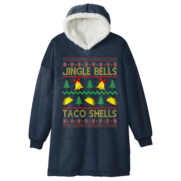 Jingle Bell Taco Shells Funny Christmas Mexican Gift Hooded Wearable Blanket