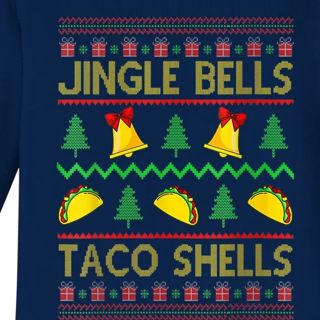 Jingle Bell Taco Shells Funny Christmas Mexican Gift Baby Long Sleeve Bodysuit