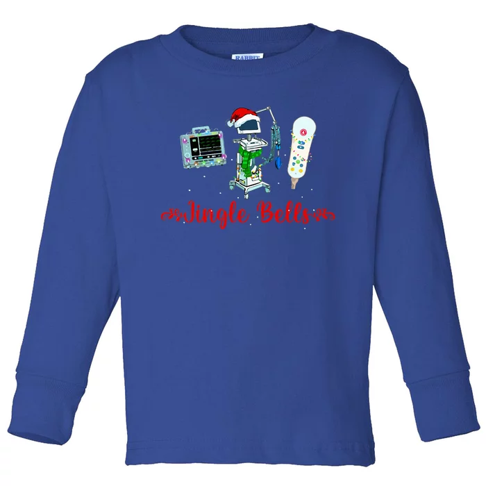 Jingle Bell Telemetry Nurse Christmas Crew Tele Tech Xmas Toddler Long Sleeve Shirt