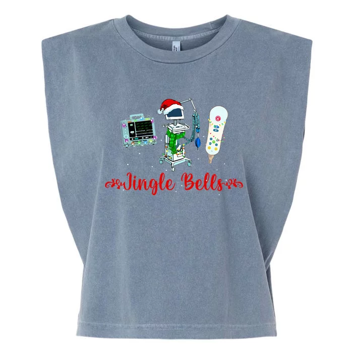 Jingle Bell Telemetry Nurse Christmas Crew Tele Tech Xmas Garment-Dyed Women's Muscle Tee