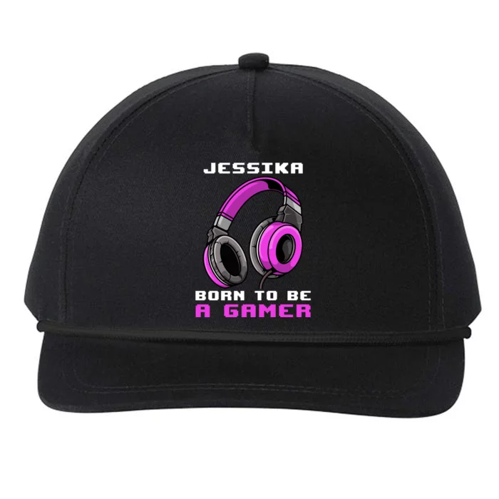 Jessika Born To Be A Gamer Personalized Gift Snapback Five-Panel Rope Hat