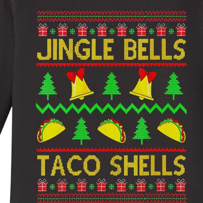 Jingle Bell Taco Shells Funny Christmas Mexican Baby Long Sleeve Bodysuit